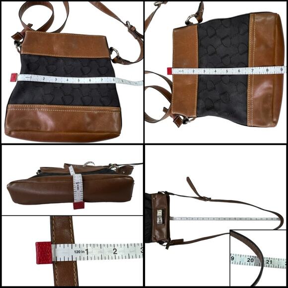 Chaps Small Crossbody Bag Adjustable Buckle Strap 3 Compartments Brown Black - Picture 11 of 11